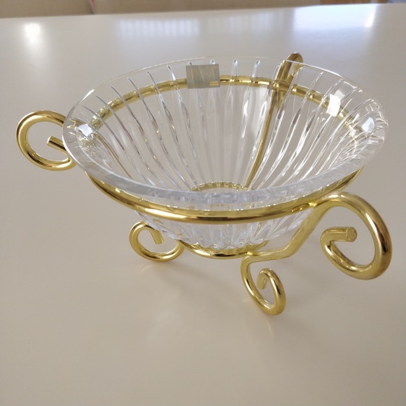Vintage Mikasa Crystal Candy Dish with Gold/Brass Stand - Picture 3 of 3